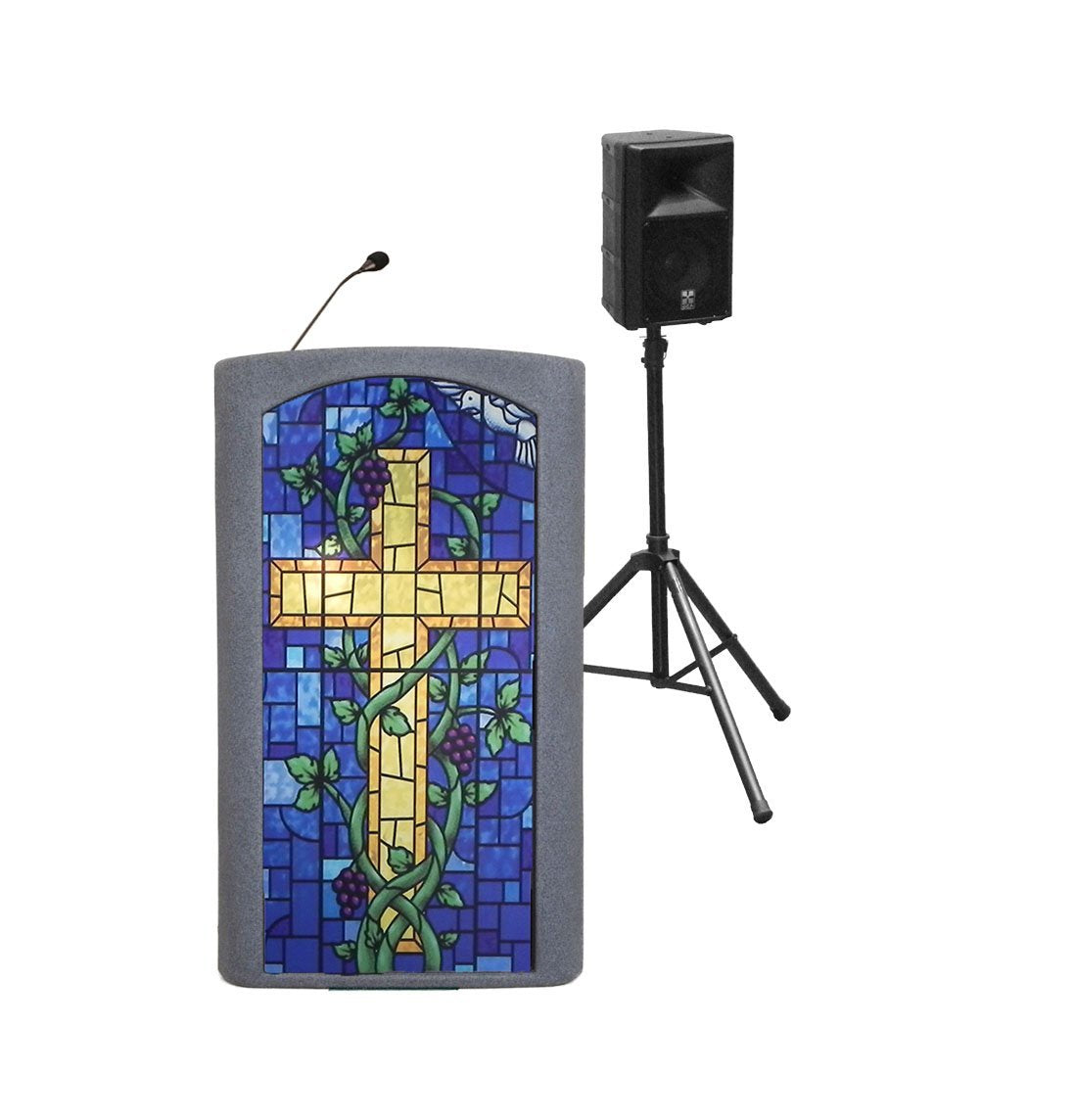 Stained Glass Front Pulpit and 10" External Speakers