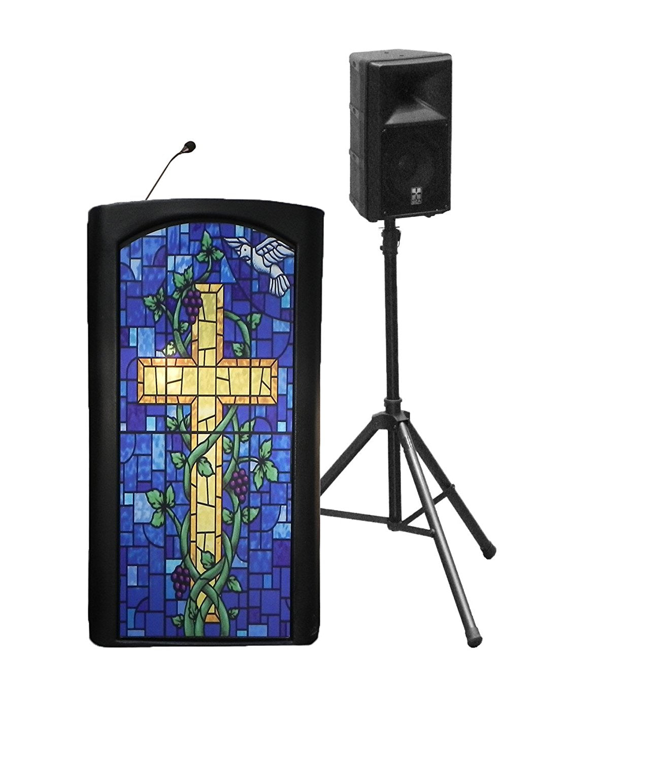 Stained Glass Front Pulpit and 10" External Speakers