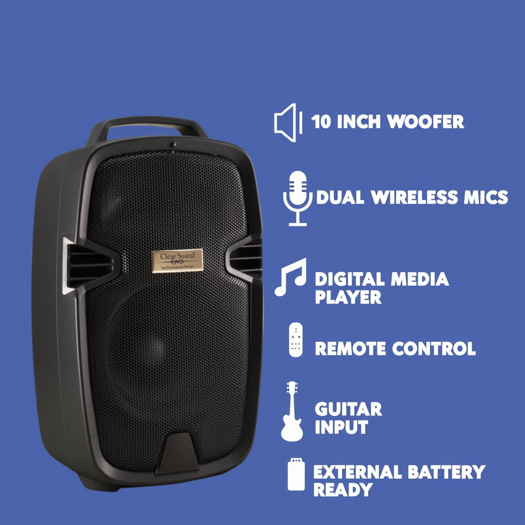 Battery Powered PA Speaker System w/ Wireless Mic & Remote (8” / 10”)