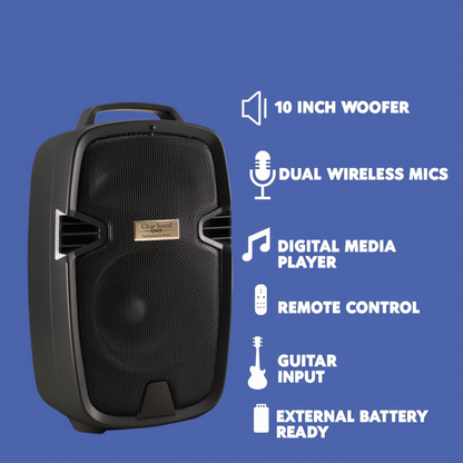 Battery Powered PA Speaker System w/ Wireless Mic & Remote (8” / 10”)