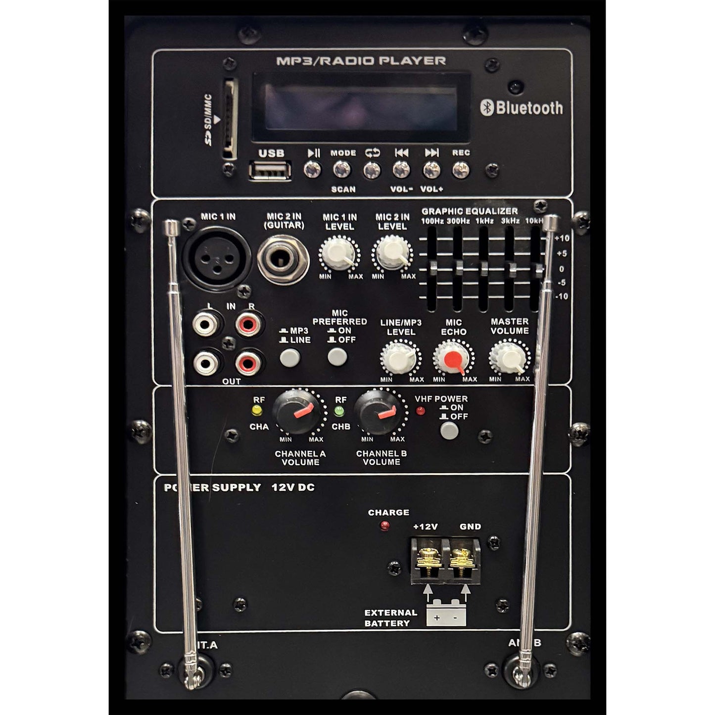 Dual 10" Battery Powered Portable PA Sound System