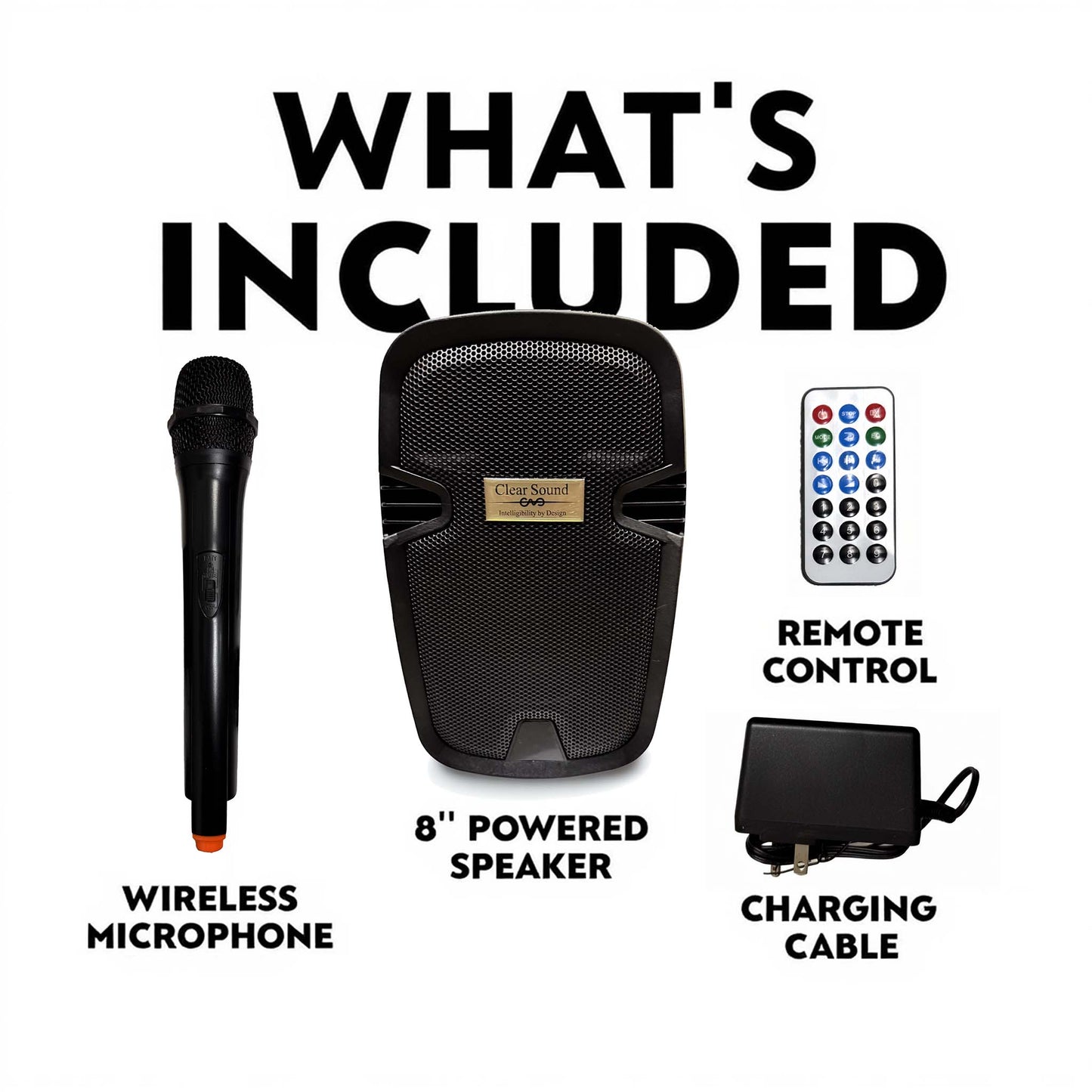 Battery Powered PA Speaker System w/ Wireless Mic & Remote (8” / 10”)