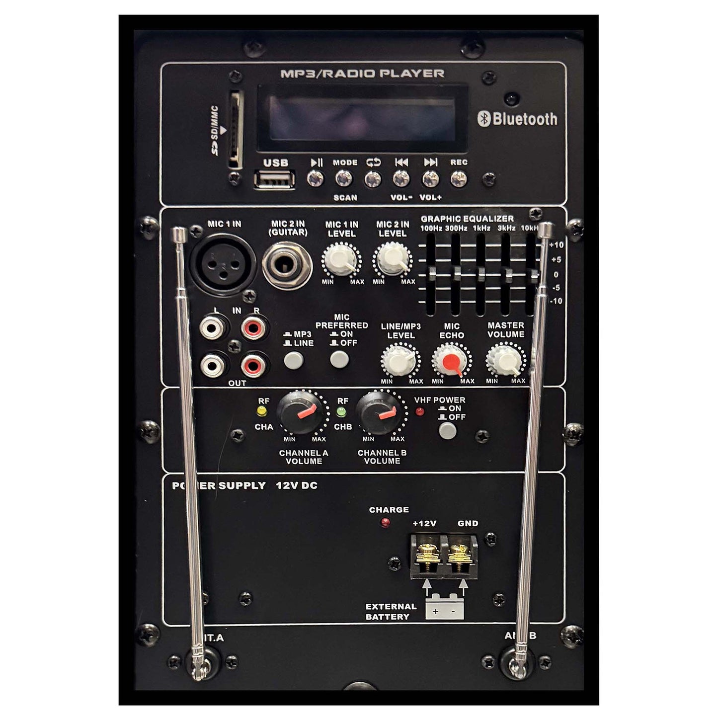 Rolling Battery Powered Portable PA Sound Systems with Wireless Mic & Remote