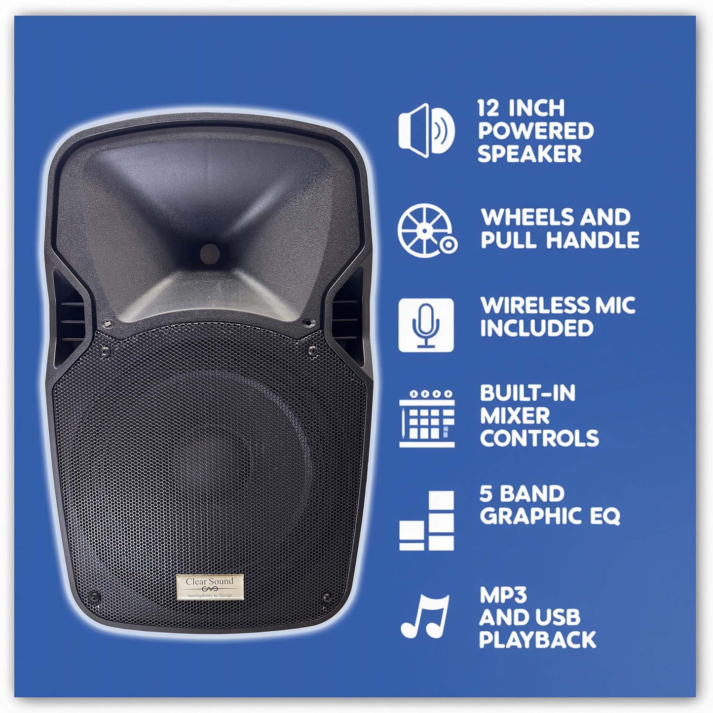 Rolling Battery Powered Portable PA Sound Systems with Wireless Mic & Remote