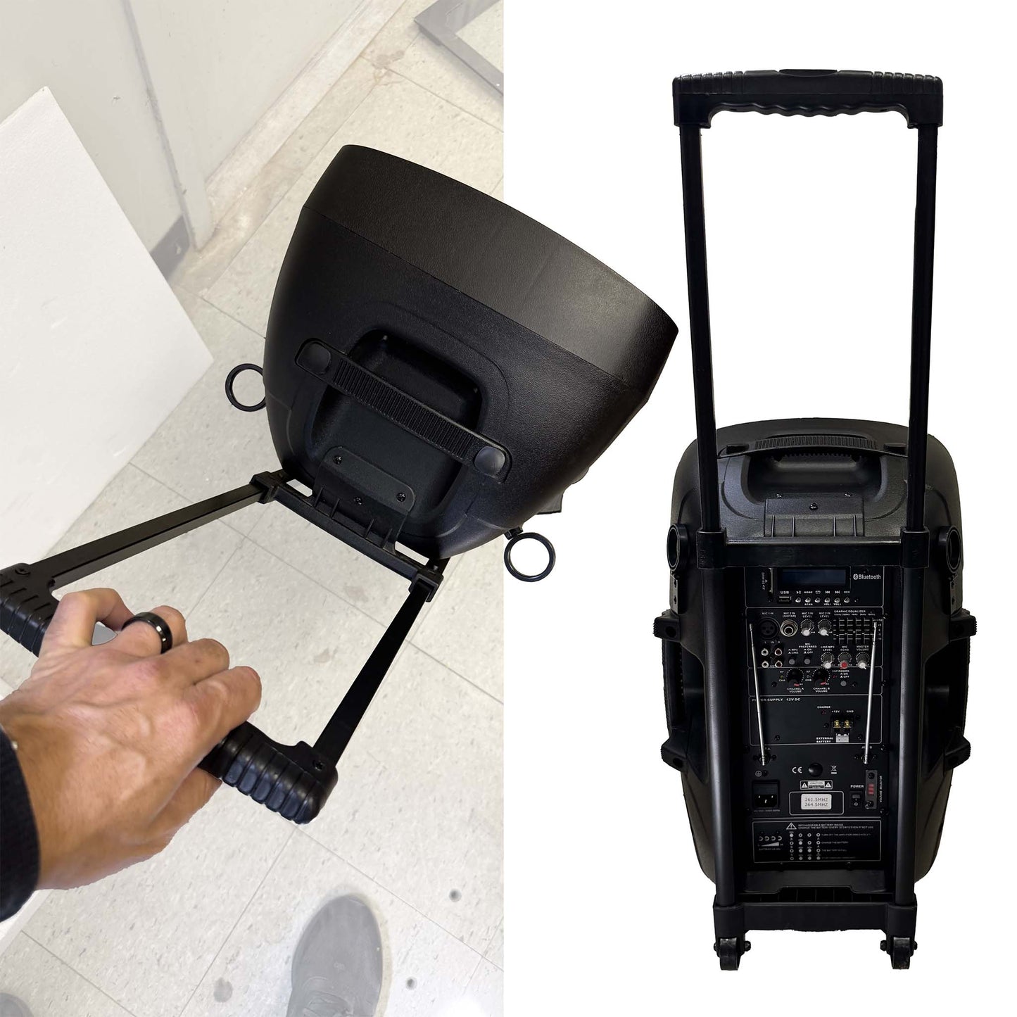 Rolling Battery Powered Portable PA Sound Systems with Wireless Mic & Remote