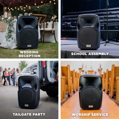 Rolling Battery Powered Portable PA Sound Systems with Wireless Mic & Remote