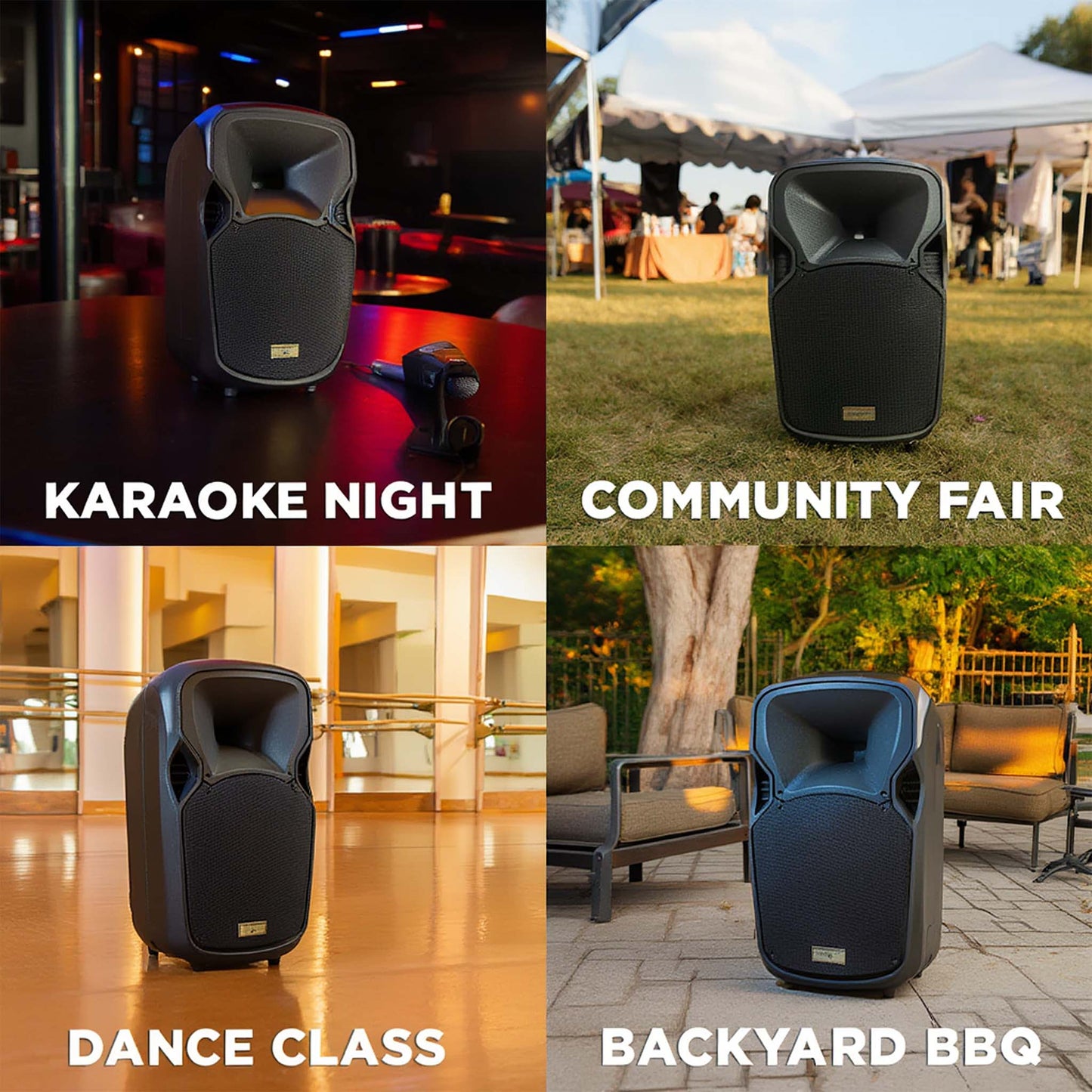 Rolling Battery Powered Portable PA Sound Systems with Wireless Mic & Remote