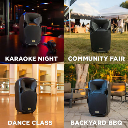 Rolling Battery Powered Portable PA Sound Systems with Wireless Mic & Remote