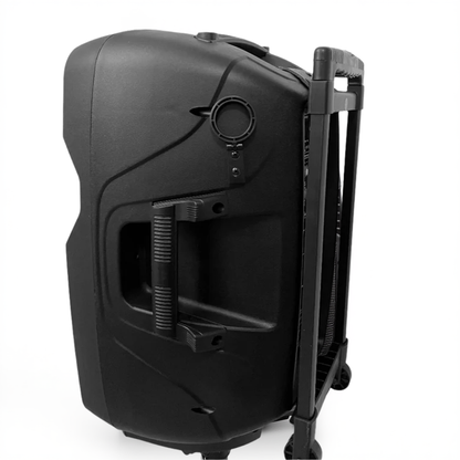 12" Battery-Powered Rolling Sound System w/ Dual Wireless Mics & Stand