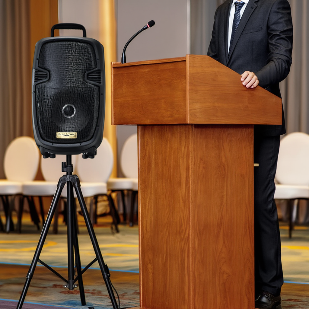 12" Wireless Podium Sound System w/ Dual Microphones & Stand