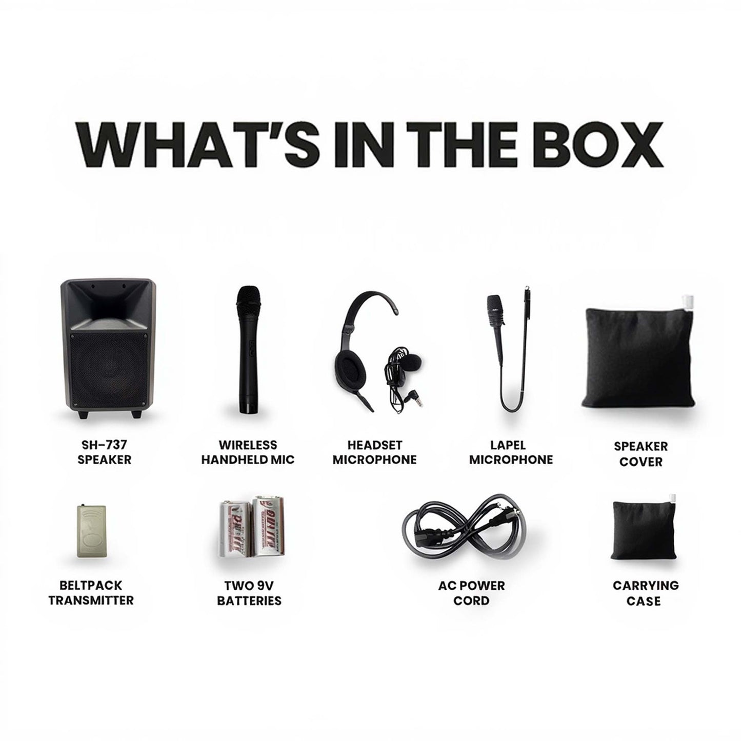 12" Portable PA Sound System with CD Player & Wireless Mics