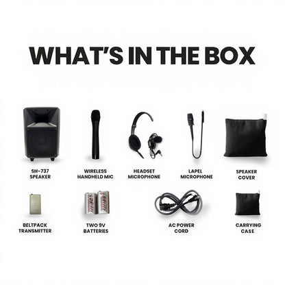 12" Portable PA Sound System with CD Player & Wireless Mics