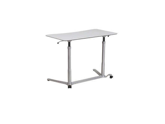 Sit-down,stand-up light gray computer desk